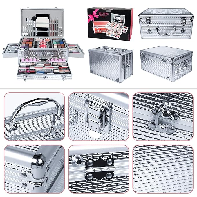 All-in-One Makeup Kit Gift Set Women Full Set Carry All Professional Make up Kit With Makeup Bag Lipgloss Lipstick Concealer Blush Foundation Face Powder Eyeshadow Palette Cosmetic Palette #2