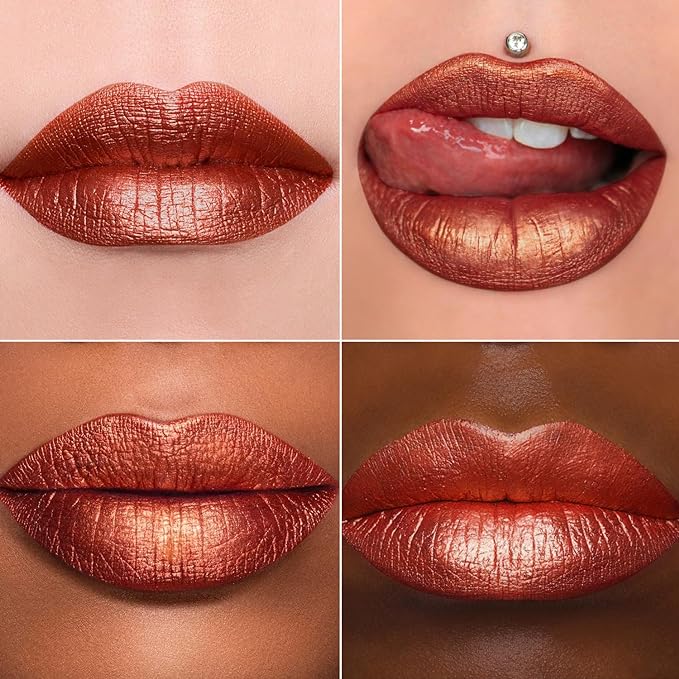 MAKI YIKA Red Lipstick for Women Metallic Lipsticks Glitter Long Lasting Lipstick No Smudge No Transfer Liquid Lip Gloss (BR08 Bad Romantic)