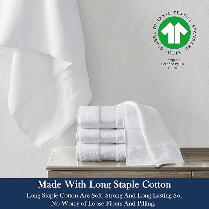 Delara Organic Cotton Luxuriously Plush Bath Towel Pack of 4 | GOTS & OEKO-TEX Certified | Premium Hotel Quality Towels | Feather Touch Technology|650 GSM Long Staple|Soft, Quick Dry & Ultra-Absorbent