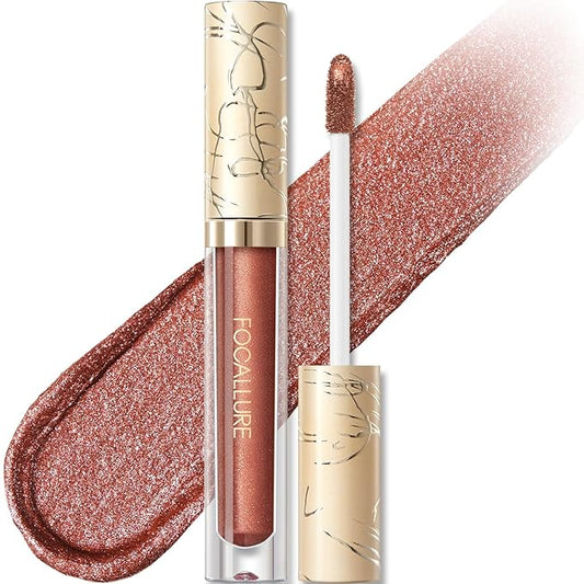 FOCALLURE Metallic Liquid Lipstick,Non Stick Cup Lip Gloss,High Impact Lip Color with Transfer-proof Wear,Long Lasting & Waterproof Lipstick Makeup for Women,After Heat