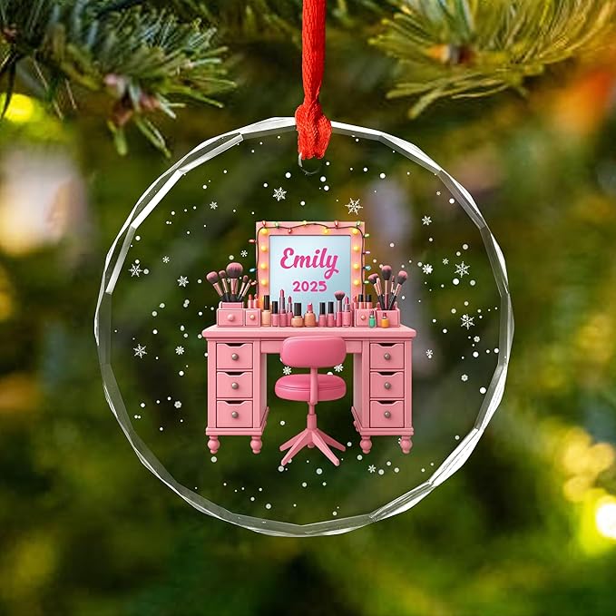 Personalized Makeup Tools Christmas Ornament 2025, Makeup Box Christmas Ornament Gift for Makeup Artist, Christmas Tree Decor for Makeup Shop, Gift for New Makeup Coworkers (Makeup 3)