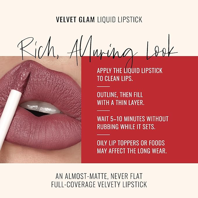 Runway Rogue Velvet Glam Liquid Lipstick, Almost-Matte Faded Mauve Lipstick with a Hint of Plum, ‘Glam Squad’
