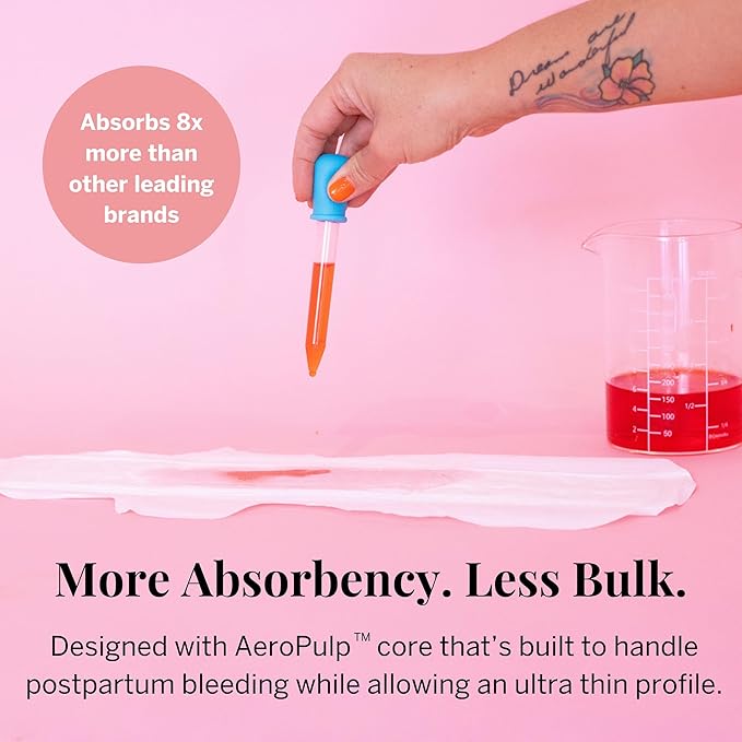 Pixie Organic Cotton Postpartum Pads for Women - Extra Heavy Absorbency with Wings - Leak-Proof, Hypoallergenic & Unscented - Compostable, Biodegradable - 12 Count