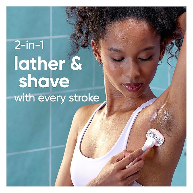 Gillette Venus ComfortGlide White Tea Women's Razor Blades, 3-Blade Razor Refills, 6 Count