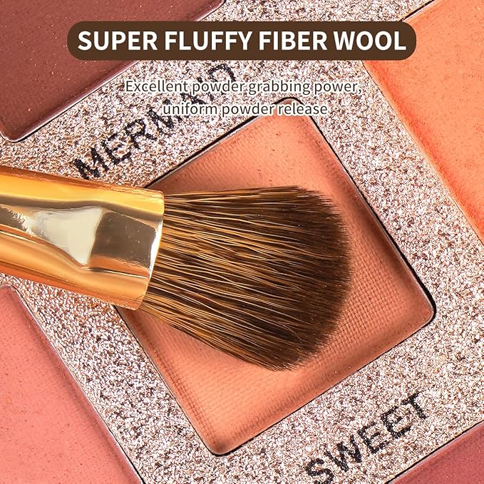 MAANGE 15 PCS Makeup Brushes Double-ended Makeup Brush Set Double Sided Angled/Round Top Brush Foundation Contour Blending Eyebrow Eyeshadow Concealer (Coffee Gold)