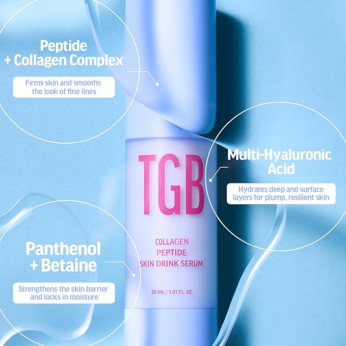 Collagen-Boosting Peptide Skin Drink Serum 1.01 fl oz | Korean Face Serum with Penta Peptides & Hyaluronic Acid | Hydrating, Plumping & Firming