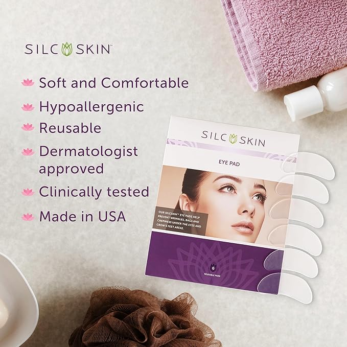 SilcSkin Silicone Eye Pads - Reusable Overnight Eye Patches, Medical-grade Silicone for Fine Lines, Crepey Skin, and Puffiness - 180 Day Supply