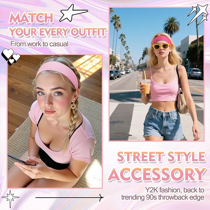 Stocking Stuffers for Teen Girls Women, 8Pcs Headbands for Women, Woman Gift for Her Neon Head Bands Hair Accessories Stretchy Soft hairband Valentines Day Gf Christmas Gifts Easter Basket Stuffers