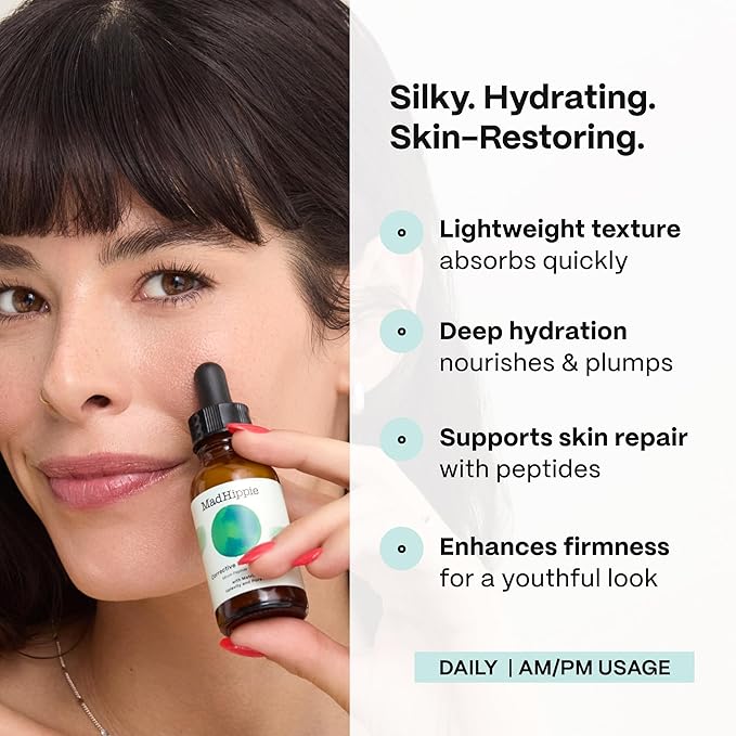 Mad Hippie Corrective Peptide Serum for Face – Skin-Tightening Collagen Peptides, Anti-Wrinkle Essentials, 1.02 Fl Oz