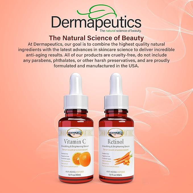 Vitamin C and Retinol Serum for Face, 1 oz. two-pack | Day & Night Kit | Smoothing Natural Anti-Aging Formula | Facial Serum for All Skin