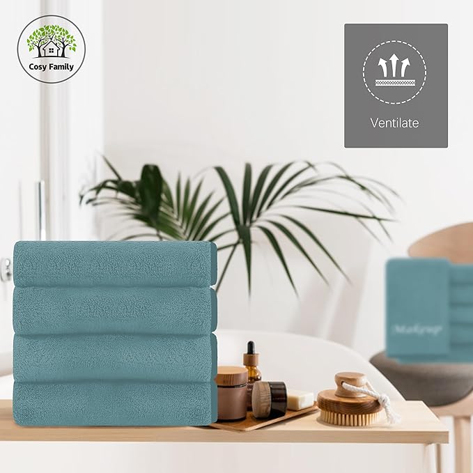 Cosy Family 10 Pack Makeup Remover Wash Cloths - Soft Microfiber Fingertip Facial Cleansing Cloths for Hand and Make Up, 12 x 12 in, Teal