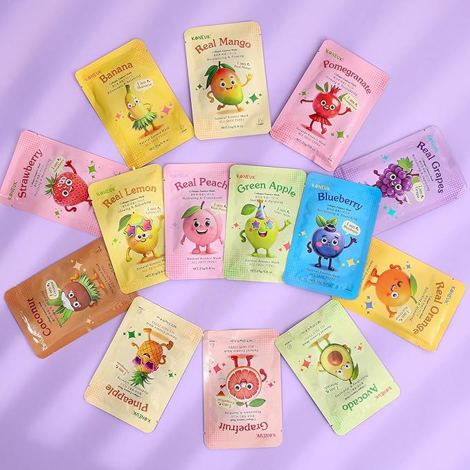 70 Pack Collagen Hydrating Face Masks Skincare for Women, Cute Fruit Face Mask Skin Care for Kids Teens, Bulk Sheet Facial Masks Set for All Skin Types, Spa Party Supplies for Girls, Birthday Gifts