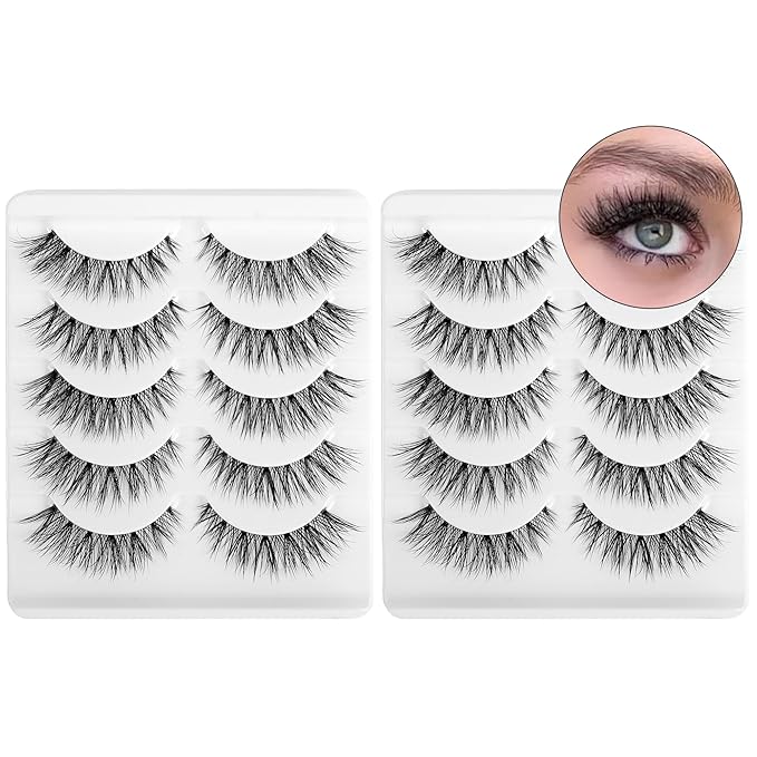 Lashes Eyelashes Lashes Wispy False Eyelashes Natural Eyelashes Mink Lashes 10 Pairs Frihappy Lashes DW6