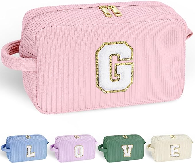 YOOLIFE Gifts for Women - Girls Gifts Initial Travel Makeup Bag Small Cosmetic Bag Make Up Bag Bridesmaid Gifts Bride Gifts 4 5 6 7 8 9 10 11 12 Year Old Girl Birthday Gift for Teen Girls Letter G