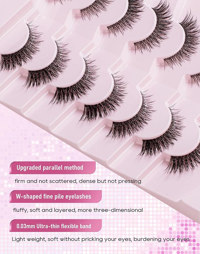 Frihappy Cat Eye Lashes Natural Mink Eyelashes Wispy Natural Look HA-50