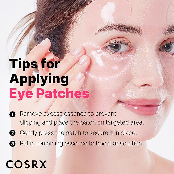 COSRX Pink Peptides Collagen Hydrogel Eye Patch for Puffy Eyes and Dark Circles, Under Eye Mask, 60 Under Eye Patches, Korean Skin Care