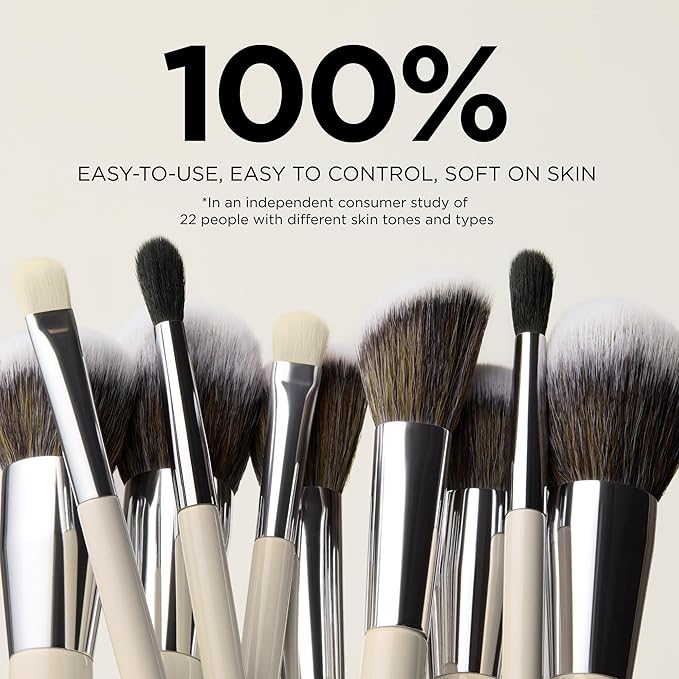 HALEYS Makeup Brush Set 5 pcs: Soft, Streak-free, Perfect Blending, Buff, Blurs and Smooth, Premium Luxury Vegan Bristles, For Liquid, Cream or Powder, Vegan, Cruelty-free, Sustainable Wood