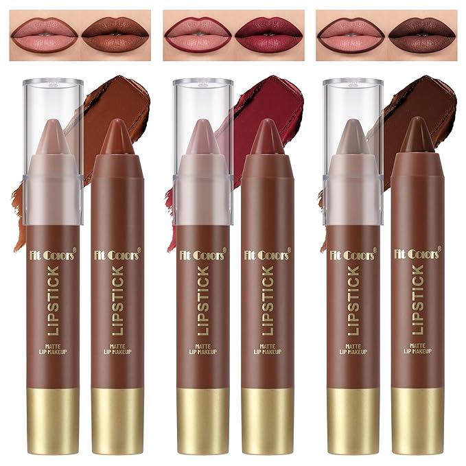 Noerrors 3Pcs Mauve Brown Matte Lip Liner and Lipstick Combo Set Kit for Women Antique Drak Brown Magic LipLiner 24 Hours Original Lip Crayon Makeup Stain Long Lasting Fall Lipstick Shades Waterproof