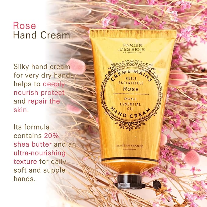 Panier des Sens - Hand Cream for Dry Hands 2.5 fl oz - Long-lasting Hydration and Delicate Rose Scent - Softens and Protects Dry Skin - 20% Shea Butter & Olive Oil - Moisturizing Hands After Washing