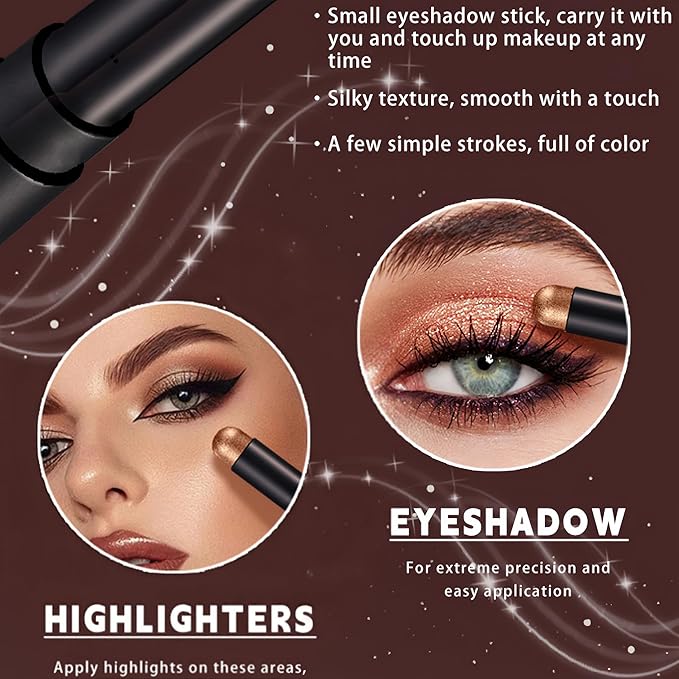 MAEPEOR Eyeshadow Stick Set 6 PCS Highly Pigmented Cream Eyeshadow Pen Waterproof and Long Lasting Shadow Pencil (Set 03)