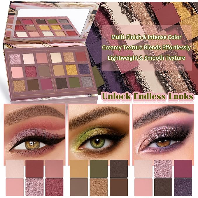 Prism Makeup Matte Eyeshadow Palette Pro 18 Colors Pigmented Shimmer Glitter Eye Shadow Palette, Blendable Long Lasting Waterproof Makeup Cosmetics Halloween Makeup Kit (04# Solitude)