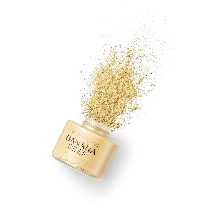 Revolution, Loose Baking Powder, Makeup Setting Powder, Long Lasting Coverage, Mattifies & Reduces Shine, Banana Deep, 1.12 oz