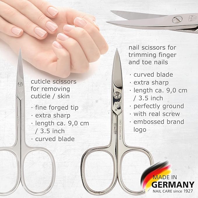 3 Swords Germany - brand quality 8 piece manicure pedicure grooming kit set for professional finger & toe nail care genuine leather case in gift box, Made in Germany