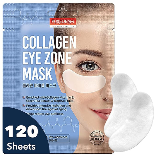 Purederm Deluxe Collagen Eye Mask Collagen Pads For Women 4 Pack Of 30 Sheets/Natural Eye Patches With Anti-aging and Wrinkle Care Properties/Help Reduce Dark Circles and Puffiness