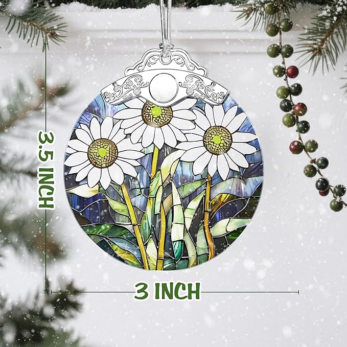 Christmas Ornaments: Stained Glass-Style April Birth Flower Ornament – Christmas Tree Decorations, Holiday Party Gifts, Mother's Day & Birthday Gifts for Women, Mom & Grandma | Birth Flower Gift
