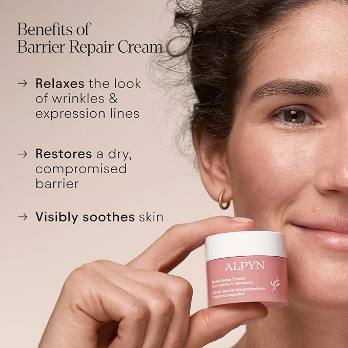 ALPYN Mini Barrier Repair Cream - Super Peptides & Ghostberry Moisturizer for Eczema I Deep Wrinkle Repair I Calm & Soothe Against Redness & Irritation - 0.5 oz / 15 ml