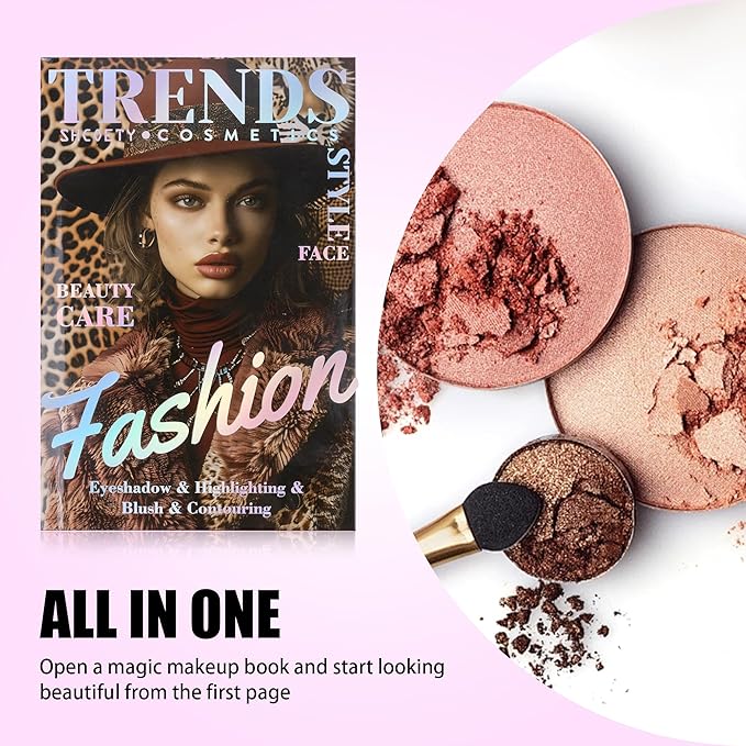 4-Layer Multi - Functional Beauty Book Kit- Style Makeup Palette Ingeniously Combines Eyeshadows, Blushes, Highlighters, Contour Powders In One,Best Choice for A Gift for Women (SH2511B)