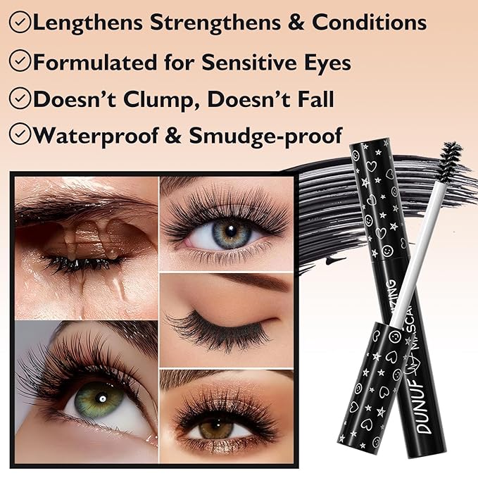 Yellow mascara Volumizing Lengthening Mascara Hypoallergenic Longwear and Smudge Resistant Liquid Lash Extensions Mascara Curling Defining Clump & Flake Free (07#)