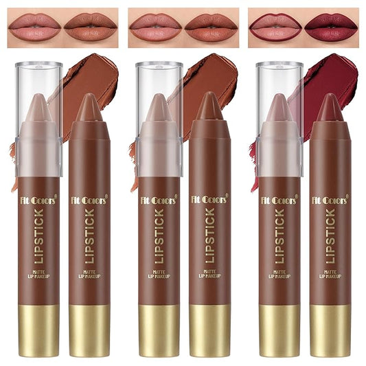 Noerrors 3Pcs Dusty Antique Rose Lip Liner and Lipstick Set Kit for Women Nude Brown Mauve Matte Fall Lipstick Shades Set Lip Stain Long Lasting Lipstick 24 hour Waterproof and Lip Liners Pencil Set