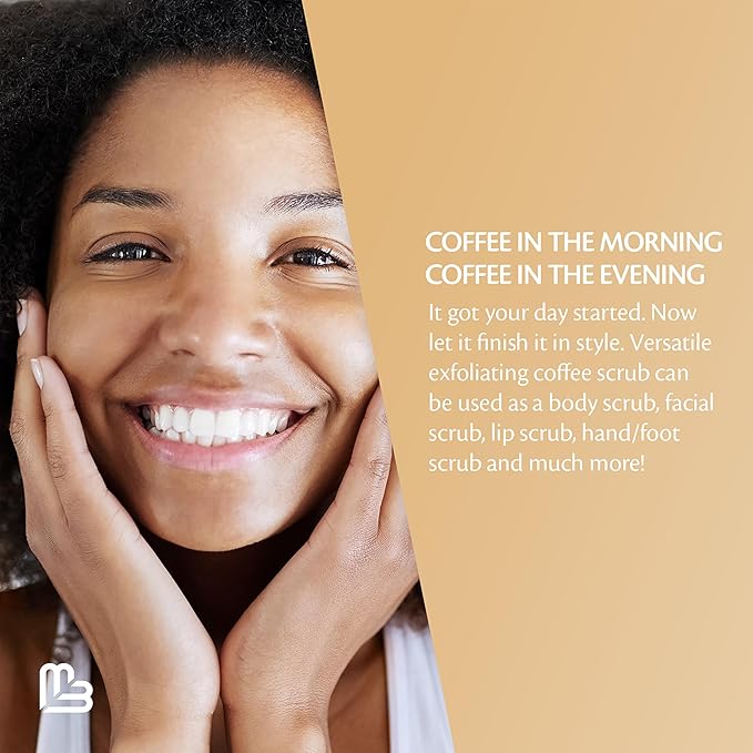 Arabica Coffee Scrub for Hands, Feet, and Body, Exfoliating Scrub with Collagen and Stem Cells, Face Cleanser for Cellulite, Fine Lines, and Stretch Marks, 12oz (1 Pack) by M3 Naturals