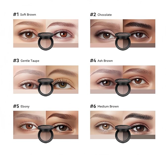 MAEPEOR Brow Powder Duo 6 Colors Natural Smooth Eyebrow Powder Professional Brow Contour Palette for Filler Defined & Sculpt (04 Ash Brown)