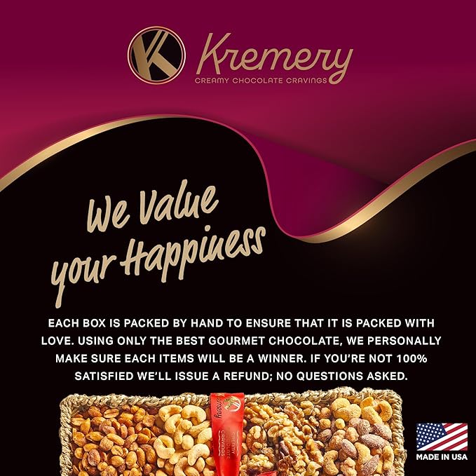 KREMERY Gourmet Nut Gift Basket - Mixed Nuts Gift Basket in Seagrass Tray with Ribbon (8 Assortments) Healthy Snack Care Package, Food Assortments