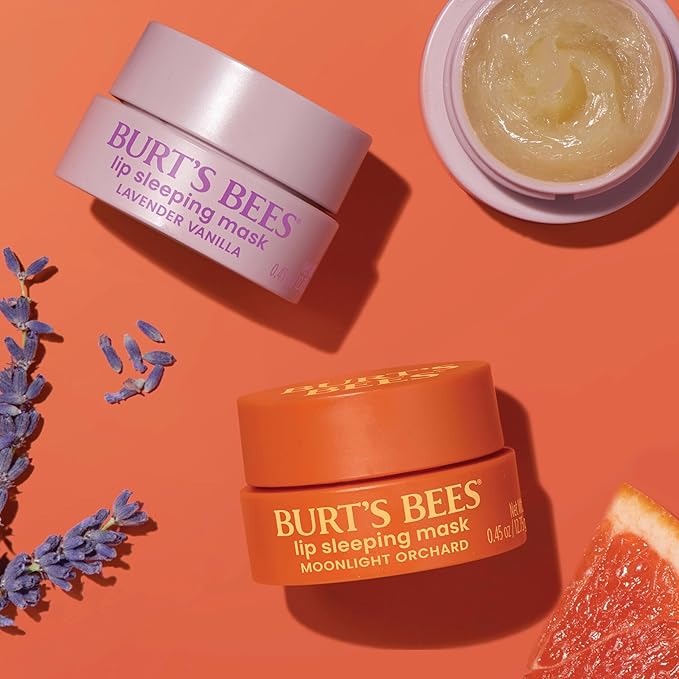 Burt’s Bees Stocking Stuffers, Lavender Vanilla Lip Sleeping Mask, With Hyaluronic Acid and Squalane Moisturizer To Instantly Hydrate Lips, Overnight Lip Mask, Lip Treatment Christmas Gifts, 0.45 oz.