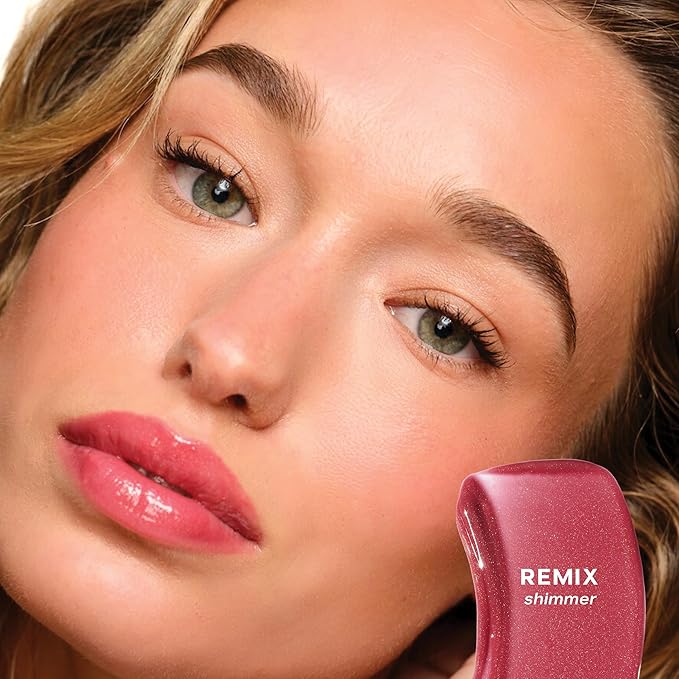 Saie Glossybounce - Hydrating Lip Gloss and Tinted Lip Oil Hybrid with Hyaluronic Acid & Jojoba Oil for Non-Sticky, Ultra-Shiny, Plump & Soft Lips - Everyday Makeup Essential - Remix (.17 oz)