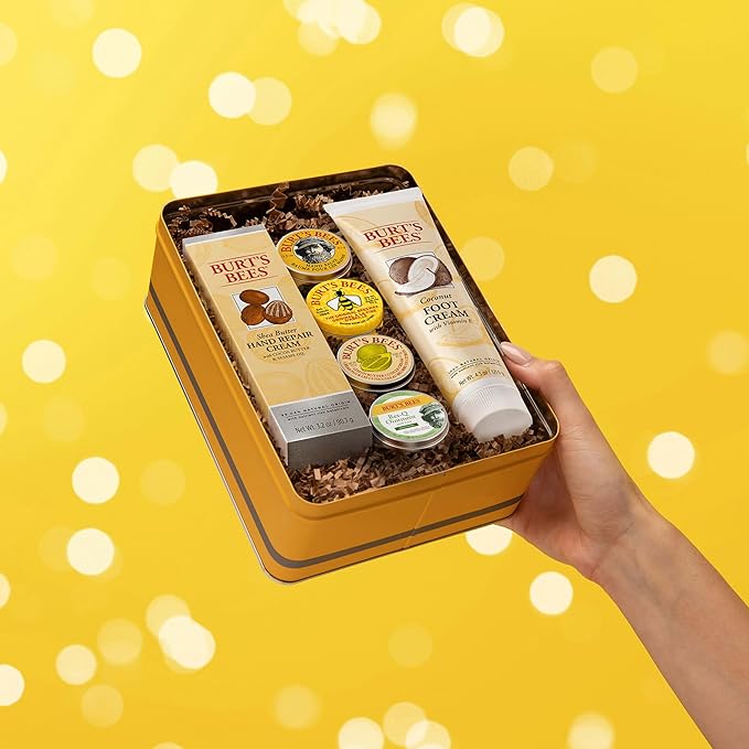 Burt's Bees Back To School Gifts Ideas - Classics Set, 6 Products in Giftable Tin – Cuticle Cream, Hand Salve, Lip Balm, Res-Q Ointment, Hand Repair and Foot Cream