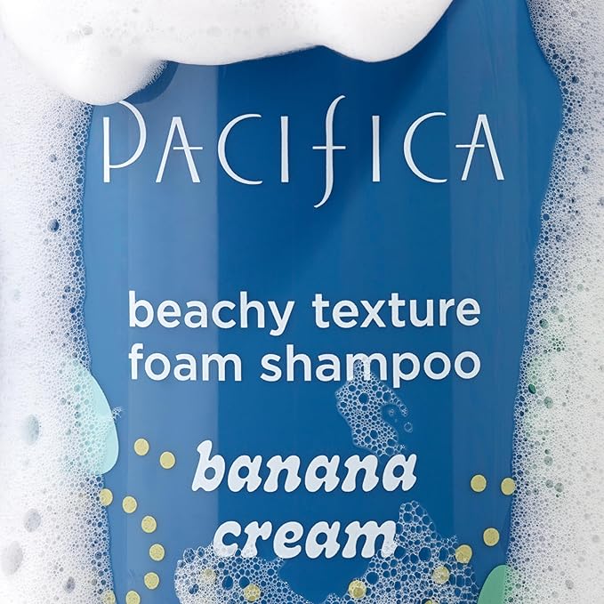 Pacifica Banana Cream Beachy Texture Foam Shampoo – Texturizing Foaming Shampoo for Beachy Waves, Adds Volume & Tousled Look, Sulfate-Free Deep Clean Beauty Vegan & Cruelty-Free Dermatologist Tested