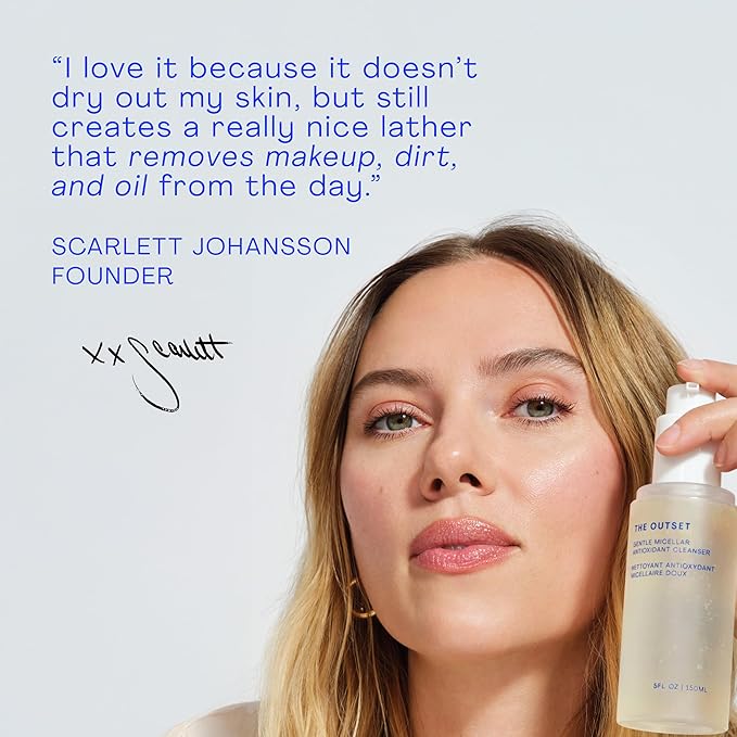 The Outset Gentle Micellar Antioxidant Cleanser - Gel Face Wash + Makeup Remover - Hydrating and Brightening - Fragrance Free for Sensitive Skin - Clean, Vegan, Gluten Free, All Skin Types - 5 fl oz