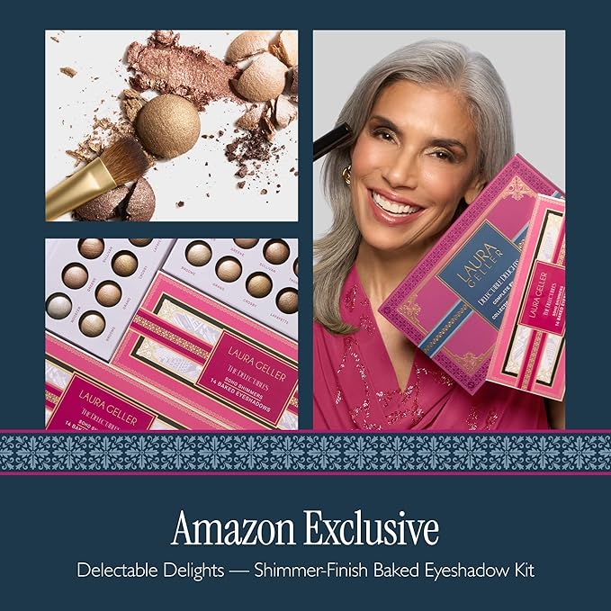 LAURA GELLER NEW YORK Delectable Delights Shimmer-Finish Baked Eyeshadow Kit with Kajal Mascara | Long-Lasting Crease-Proof Baked Eyeshadows for Mature Skin - Amazon Exclusive