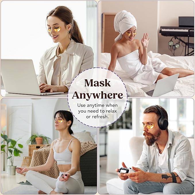 DERMORA Golden Glow Under Eye Patches (100 Pairs Eye Gels) | Rejuvenating Treatment | Dark Circles, Puffy Eyes, Refreshing, Revitalizing, Travel, Wrinkles