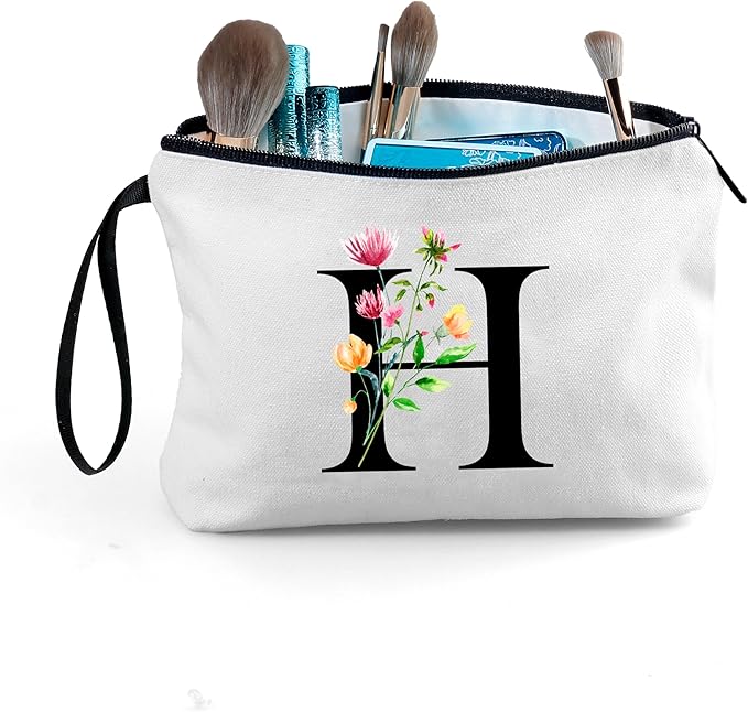 SEAMOON Bride to be Birthday Womens Unique Initial Monogram Gifts for Women Mom Personalized Travel Makeup Cosmetic Bag with Mirror Valentines Mothers Day Christmas Graduation H