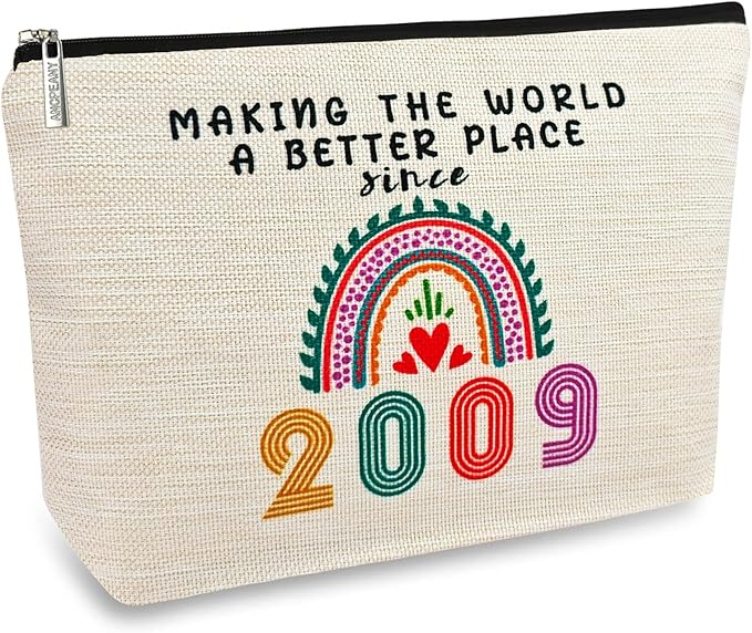 ancpeany Sweet 16 Birthday Decorations for Girls, Her, Teenage Girls, Sister, Daughter, Granddaughter, 2009 Funny 16 Year Old Girl Gift Ideas Makeup Bags, Cosmetic Travel Bag for 16th Birthday Gifts