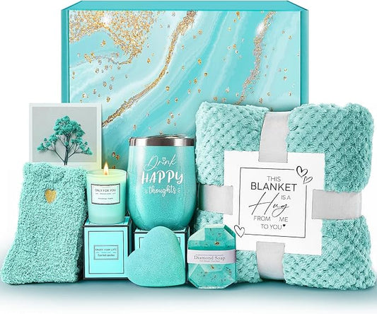 Birthday Gifts for Women, Get Well Soon Gifts Self Care Gifts, Gardenia Spa Gift Basket Care Package with Blanket, Christmas Valentines Mothers Day Gifts for Mom Wife Girlfriend Best Friend Her