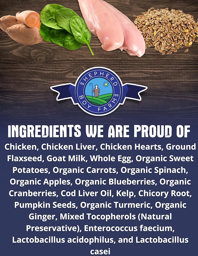 Freeze Dried Raw Dog Food, Chicken Recipe, All Natural, No Synthetics, Made in USA with Goat's Milk & Organic Produce, High Protein, Complete Meal (48oz)