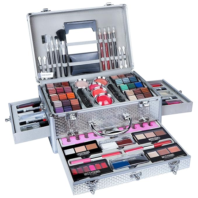 All-in-One Makeup Kit Gift Set Women Full Set Carry All Professional Make up Kit With Makeup Bag Lipgloss Lipstick Concealer Blush Foundation Face Powder Eyeshadow Palette Cosmetic Palette #2