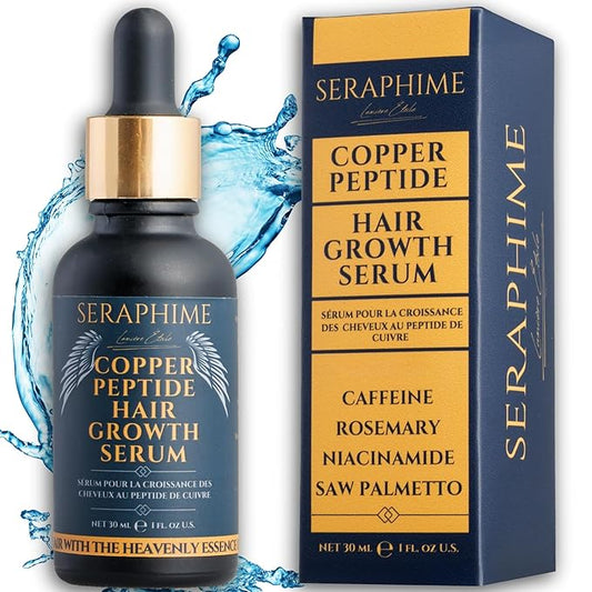 Copper Peptide Serum for Hair Growth - Caffeine, Niacinamide, Rosemary Oil, Saw Palmetto Hair Density Serum, Topical Tripeptide Scalp Care for Hair Thinning, Women & Men 1 fl oz