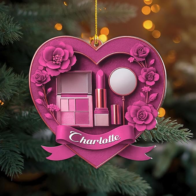 Personalized Makeup Tools Christmas Ornament 2025, Makeup Box Christmas Ornament Gift for Makeup Artist, Christmas Tree Decor for Makeup Shop, Gift for New Makeup Coworkers (Makeup 11)